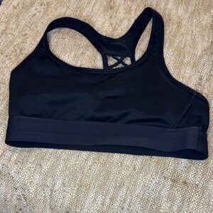 Black Racerback Sports Bra with Supportive Underband